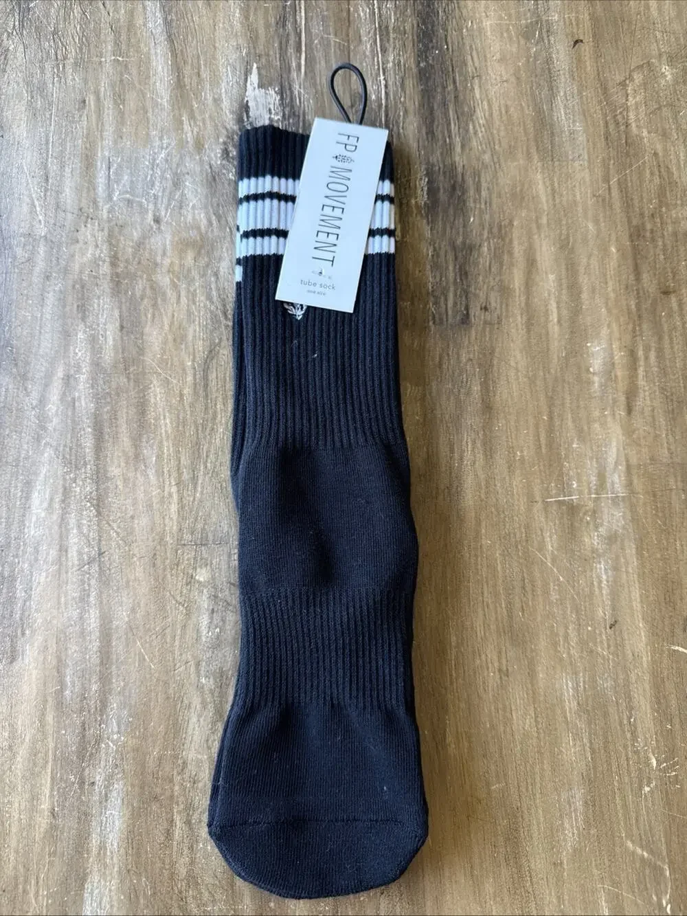 NWT Free People Movement Logo Stripe Tube Socks Black White LUCKY HONEY One Size